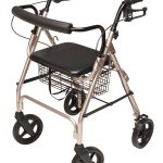 ROLLATOR ALUM CURV BR 8" CHAM CHAMPAGNE, PADDED SEAT, LUMEX