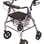 ROLLATOR ALUM CURV BR 8" LAVEN LAVENDER, PADDED SEAT, LUMEX