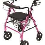 ROLLATOR ALUM CURV BR 8" PINK PINK, PADDED SEAT, LUMEX