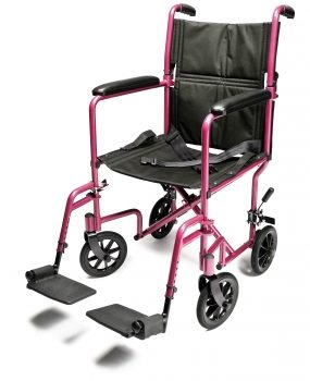 W/C TRANS CHAIR PINK ALUM 17 E&J