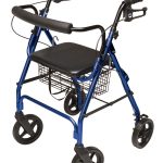 ROLLATOR ALUM CURV BR BLUE 8" WHL, PADDED SEAT, LUMEX